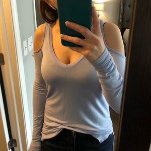 Light blue cold shoulder top
